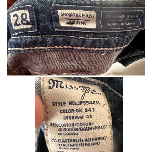 Miss Me Set of 2 Jean Women 28 Blue Bootcut & Skinny Cowgirl Western Y2K Studded - Picture 4 of 16